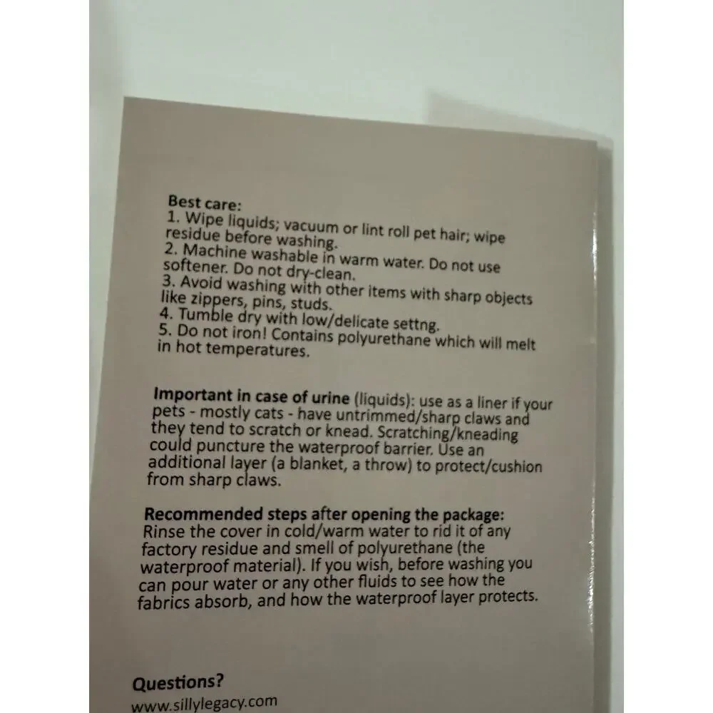 Silly Legacy Waterproof Bed Cover Liner for Pets Large 82x82 Beige, New